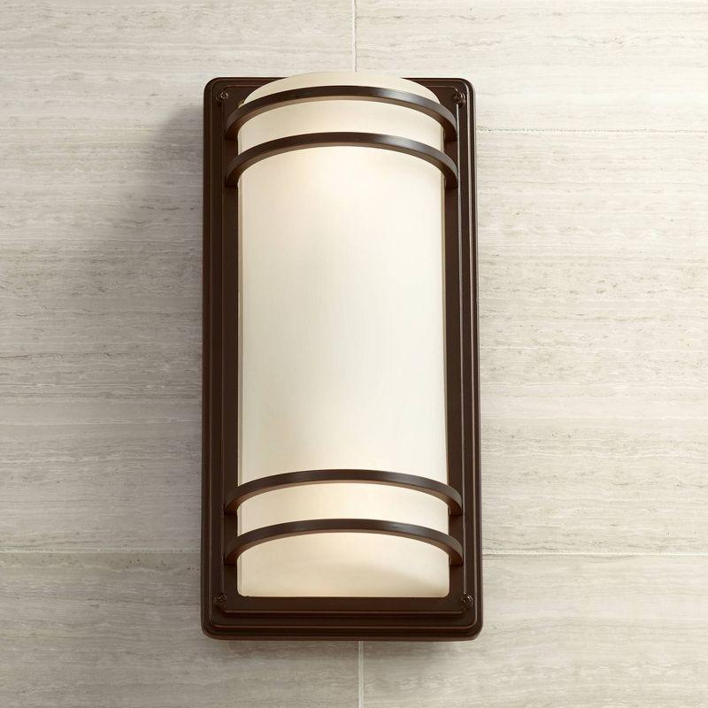 Modern Bronze Wall Sconce with Opal Glass Shade