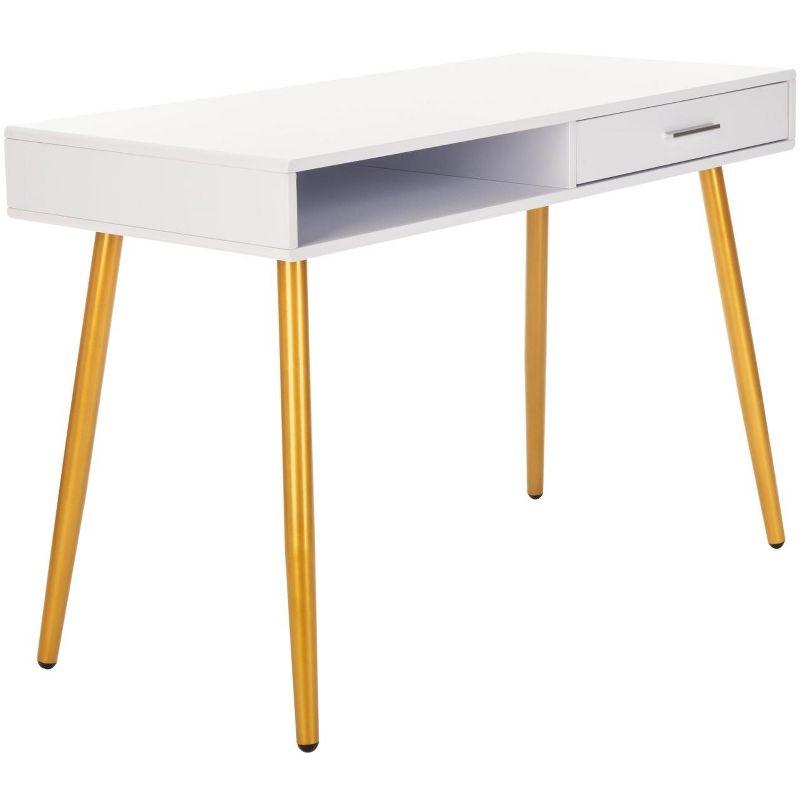 Jorja 1 Drawer 1 Shelf Desk - DSK2200 - White/Gold - Safavieh