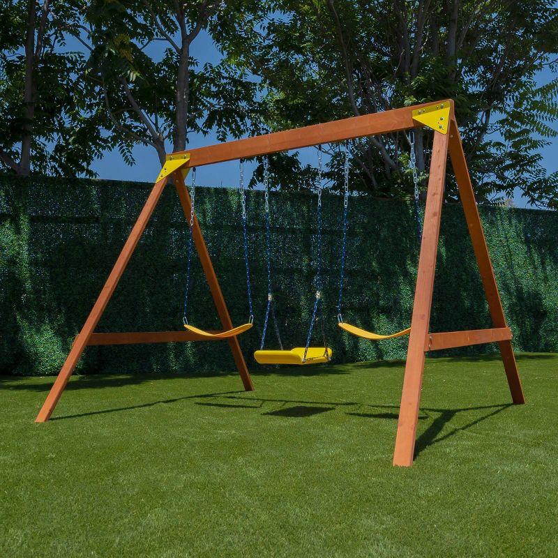 Sportspower Brighton Wood 2 Swings and 1 Bow Style Swing Set