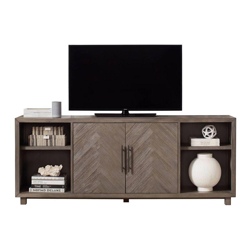 Palisades 2 Door Console TV Stand for TVs up to 80" Gray - Martin Furniture: Herringbone Pattern, Iron Hardware