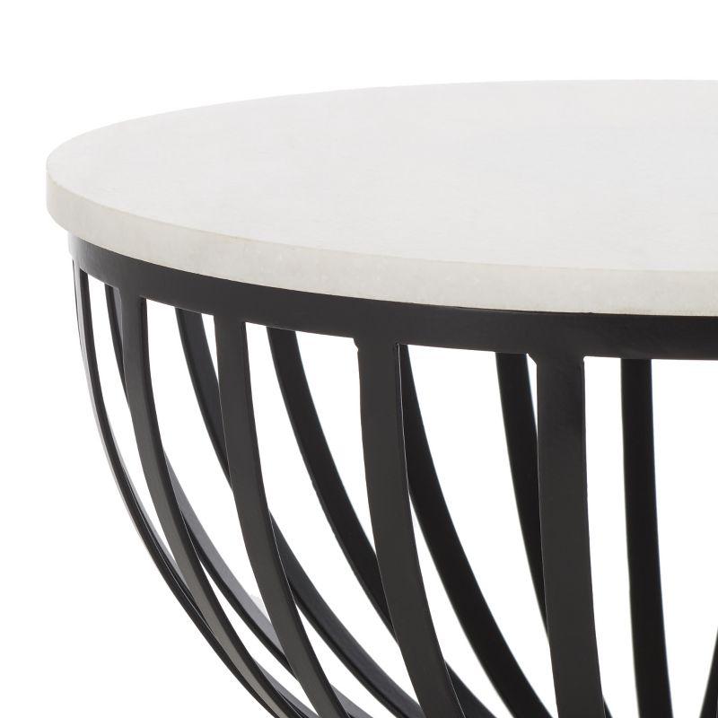 Tissaia Round Accent Table - White Marble/Black - Safavieh