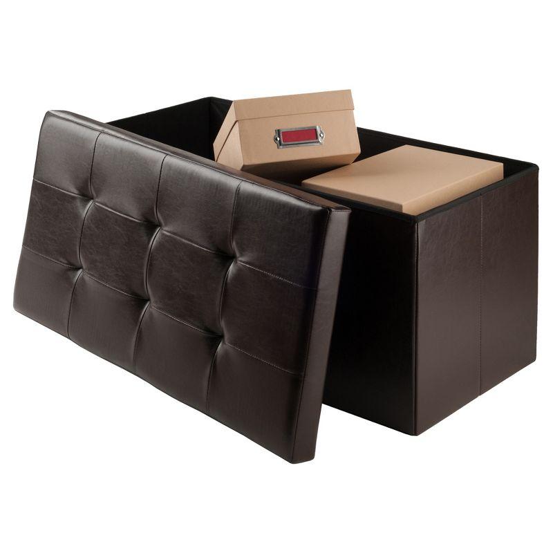 Winsome Ashford Ottoman with Accent Stools - Faux Leather - Espresso : Upholstered Entryway Bench, Footrest, No Assembly Required