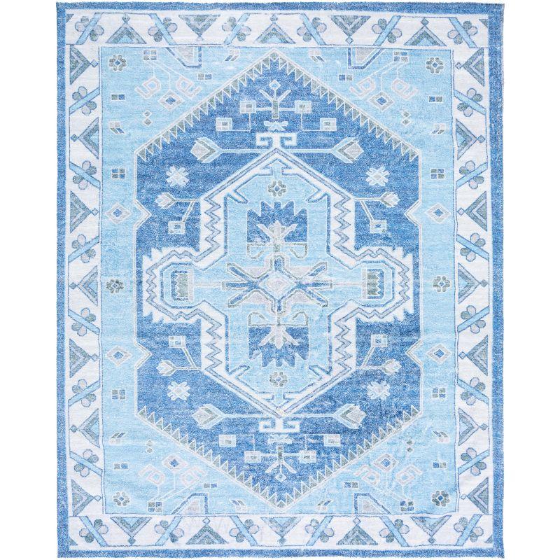 Saffron Blue Ivory 8' x 10' Flat Woven Wool Cotton Rug