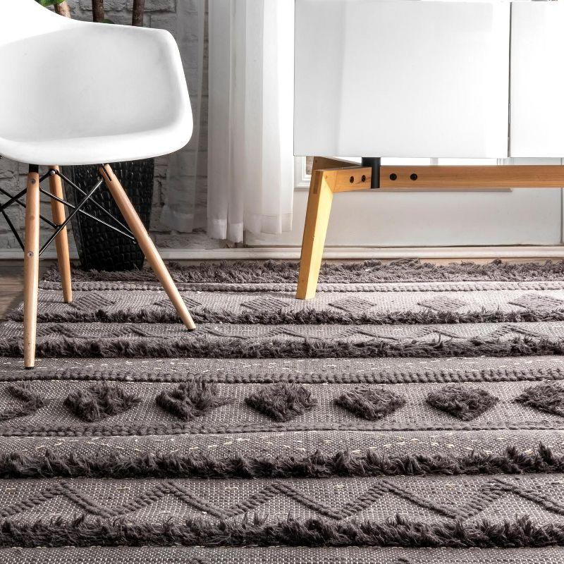 Jayko Textured Wool Gray Area Rug