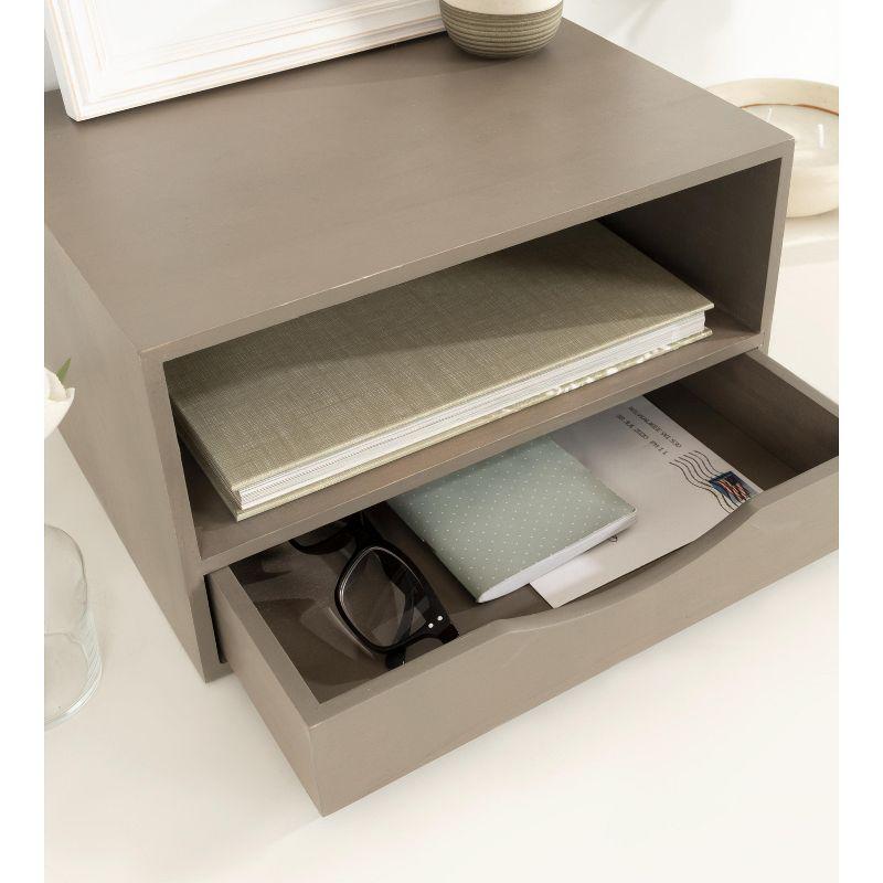 Kate and Laurel Hutton Rectangle Wood Floating Side Table, 12.5x10x7, Gray
