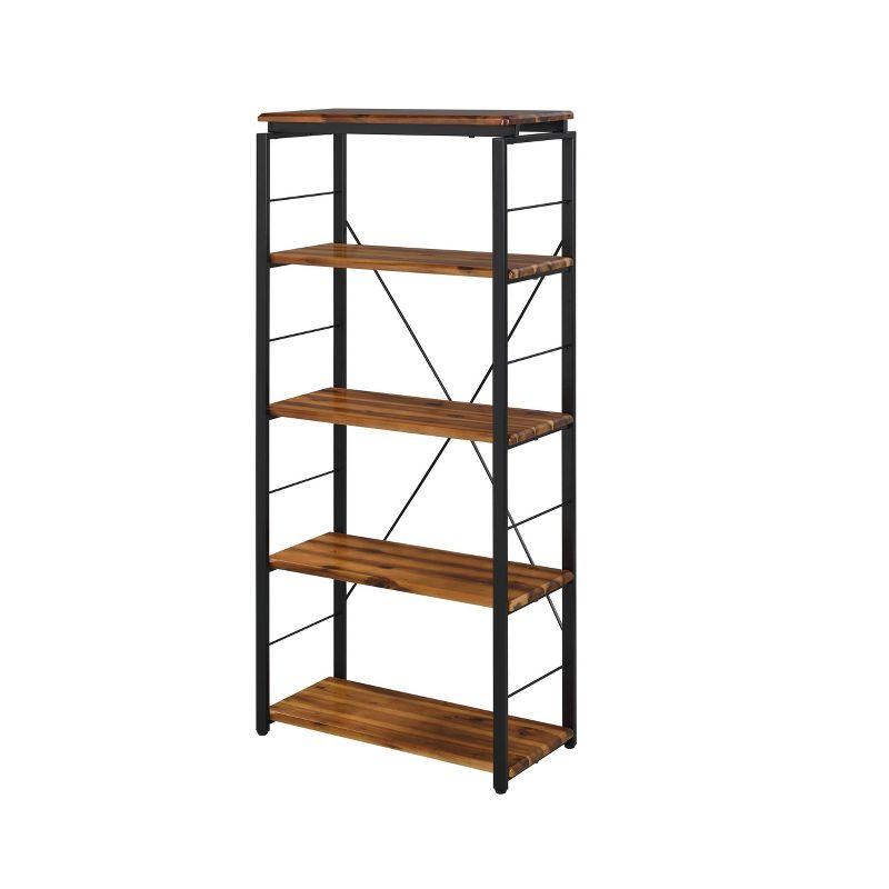 Jurgen Oak and Black Industrial Etagere Bookcase