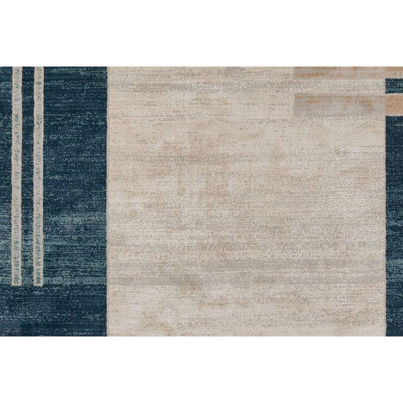 Momeni 3'10"x5'7" Edition Form Machine Loomed Area Rug Blue: Geometric Polyester Rectangle, Indoor Low Pile Rug
