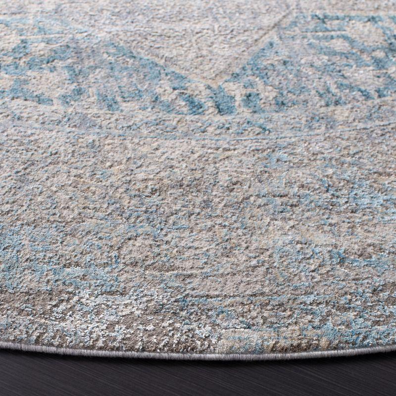 Dream DRM401 Power Loomed Indoor Area Rug - Grey/Aqua - 6'7" Round - Safavieh
