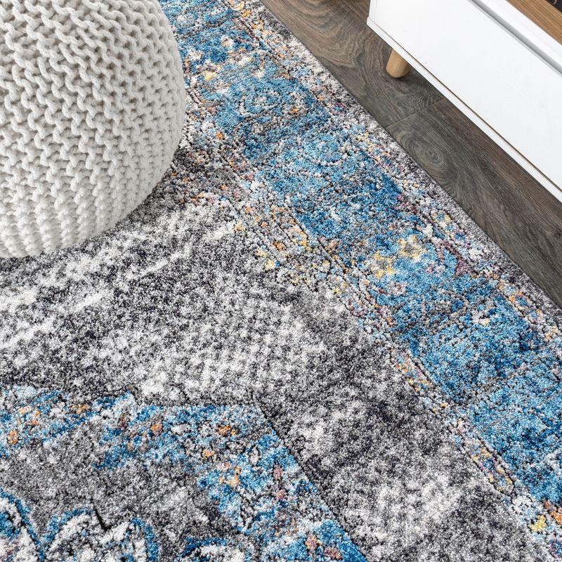 8'x10' Anatolia Vintage Medallion Area Rug, Peacock Blue/Gray - JONATHAN Y