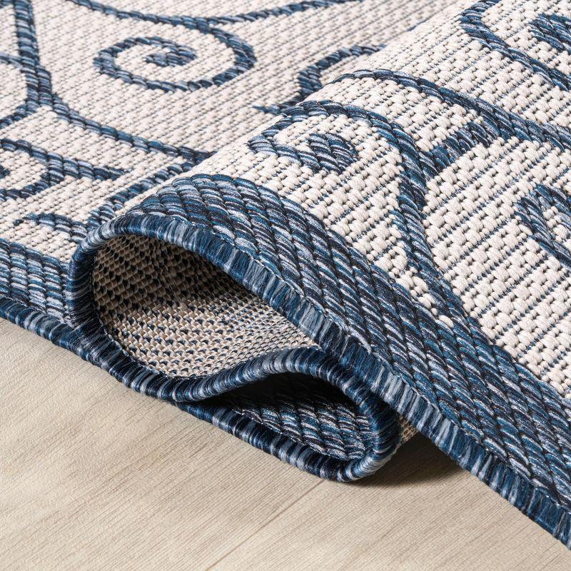 4' x 6' Madrid Vintage Filigree Textured Weave Indoor/Outdoor Area Rug, Blue/Cream - JONATHAN Y