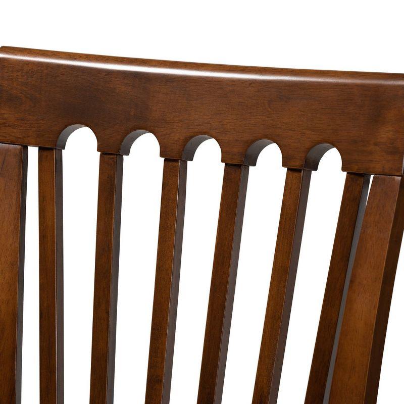 Set of 4 Minette Fabric Upholstered Walnut Dining Chairs - Baxton Studio: Rubberwood, Polyester
