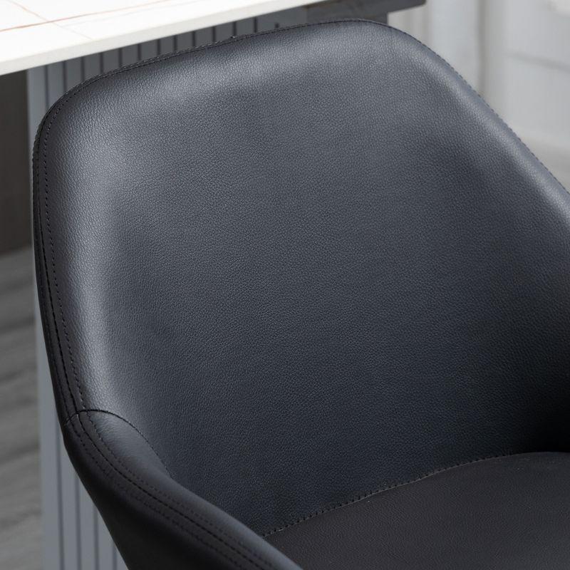 HOMCOM Adjustable Bar Stools Set of 2, Swivel Barstools with Footrest and Back, PU Leather and Steel Round Base, for Kitchen Counter, Black