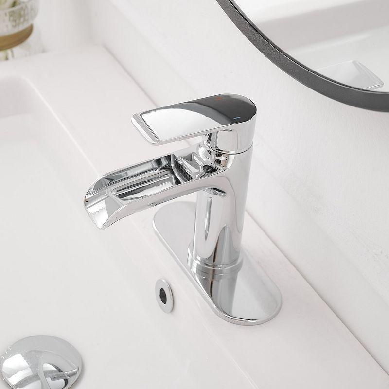 BWE Waterfall Single Handle Single Hole Modern Bathroom Faucet Bathroom Drip-Free Vanity Sink Faucet