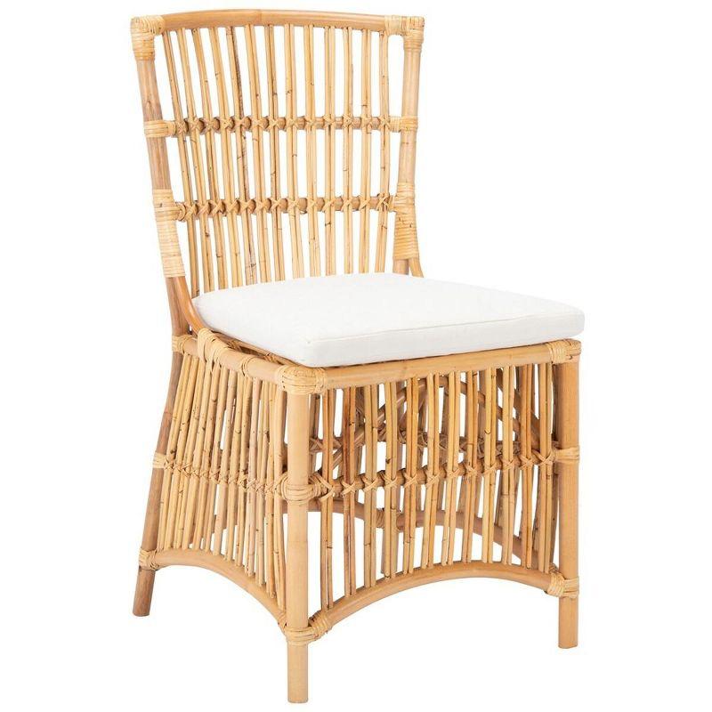 Erika Rattan Accent Chair W/ Cushion - ACH6511 - Set of 2 - White/Natural - Safavieh