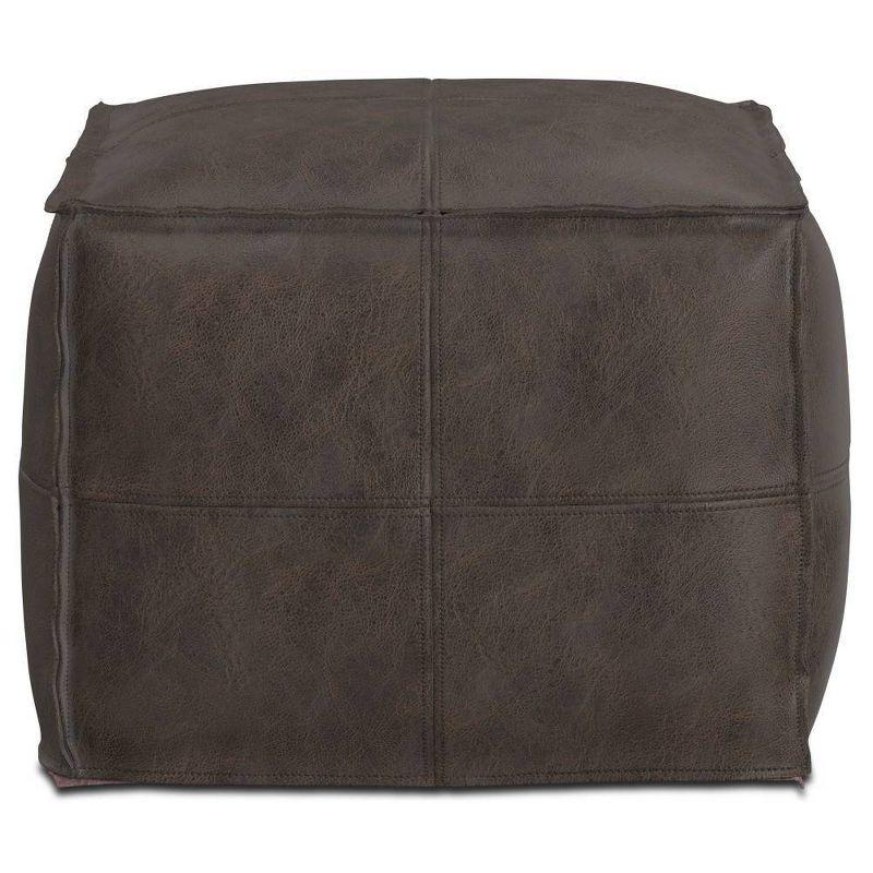 Erving Square Pouf Distressed Dark Brown - WyndenHall: Genuine Buffalo Leather, No Assembly Required, 250lb Capacity