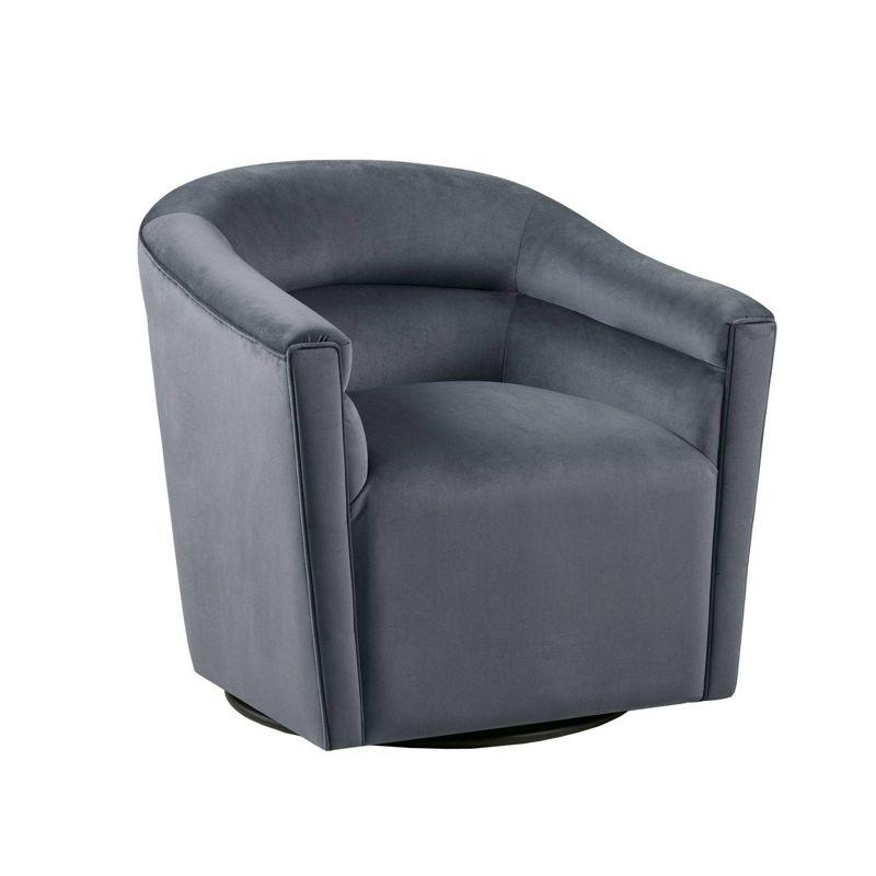 Elegant Gray Velvet Barrel Swivel Accent Chair