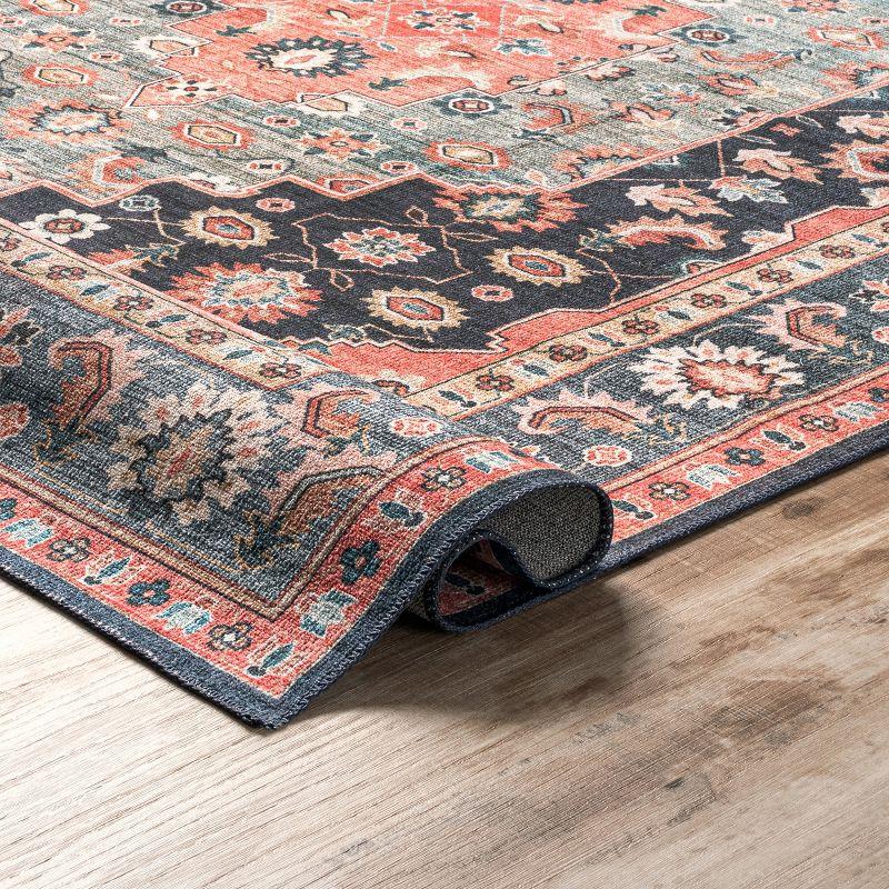 Nuloom Francis Persian Medallion Pet Friendly Machine Washable Area Rug, 4' x 6', Blue
