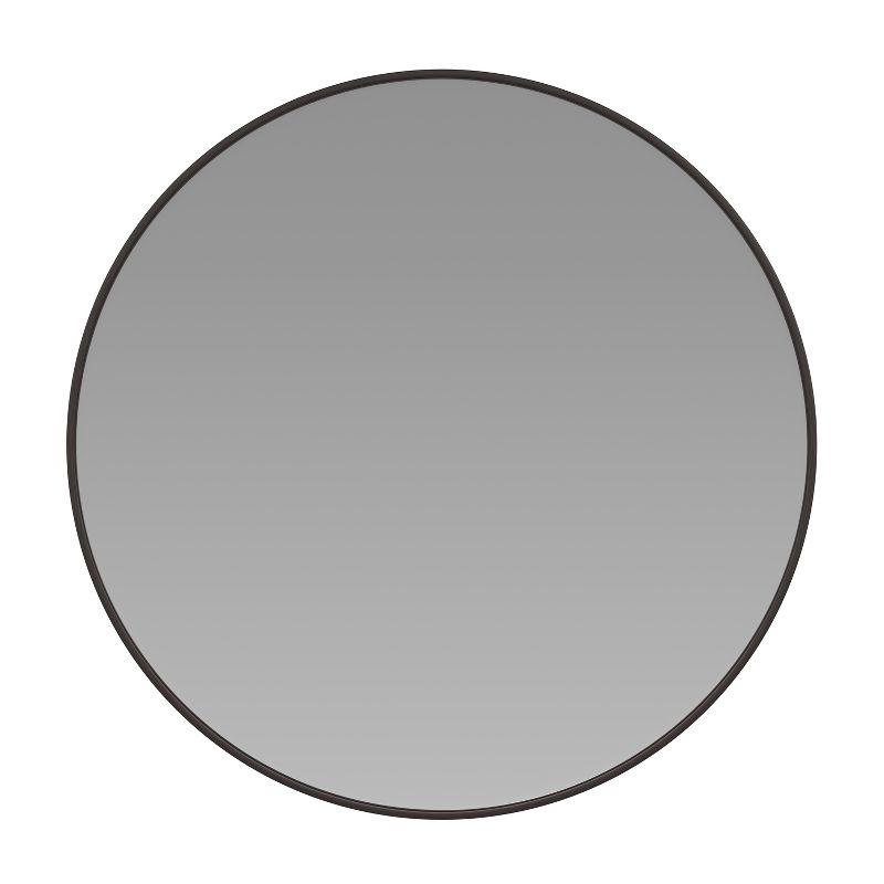 33" Monaco Sleek Black Metal Round Wall Mirror