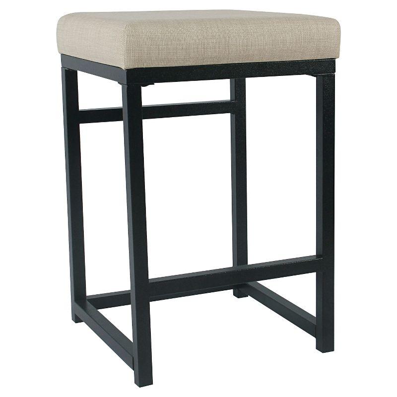 24" Industrial Open Back Counter Stool with Tan Cushion