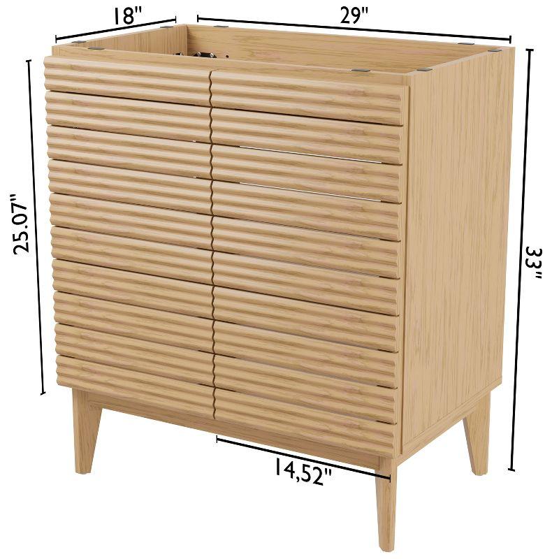 Calandre 30" Slat Modern Farmhouse 2-Shelf Bath Vanity Cabinet Only (Sink Basin not Included)