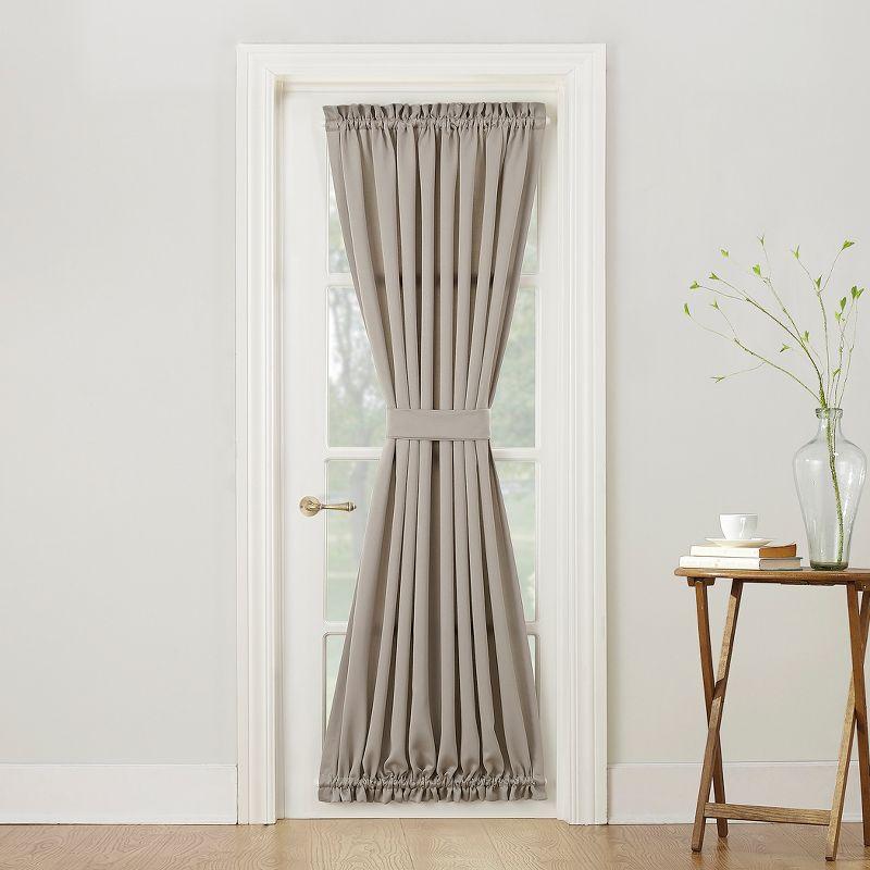 54"x72" Sun Zero Room Darkening Seymour Rod Pocket Door Curtain Panel Stone: Energy Efficient, Noise Reduction, Thermal Insulated