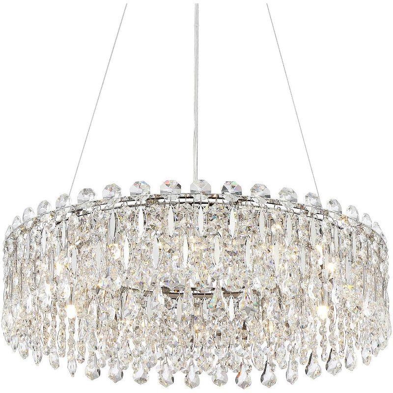 Alyssa Chrome Drum Chandelier with Crystal Accents 27" LED Light