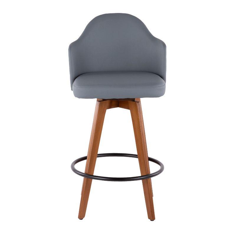 26" Ahoy Mid-Century Modern Counter Height Barstool Walnut/Dark Gray - LumiSource