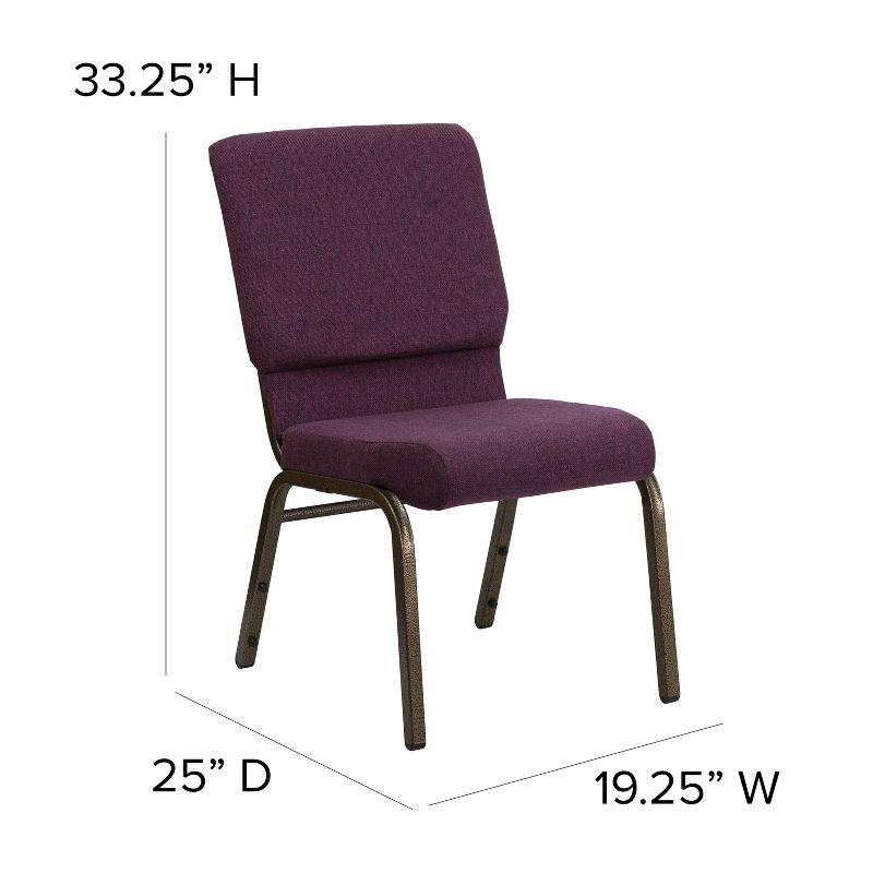 Elegant Plum Fabric Stacking Chair with Gold Metal Frame