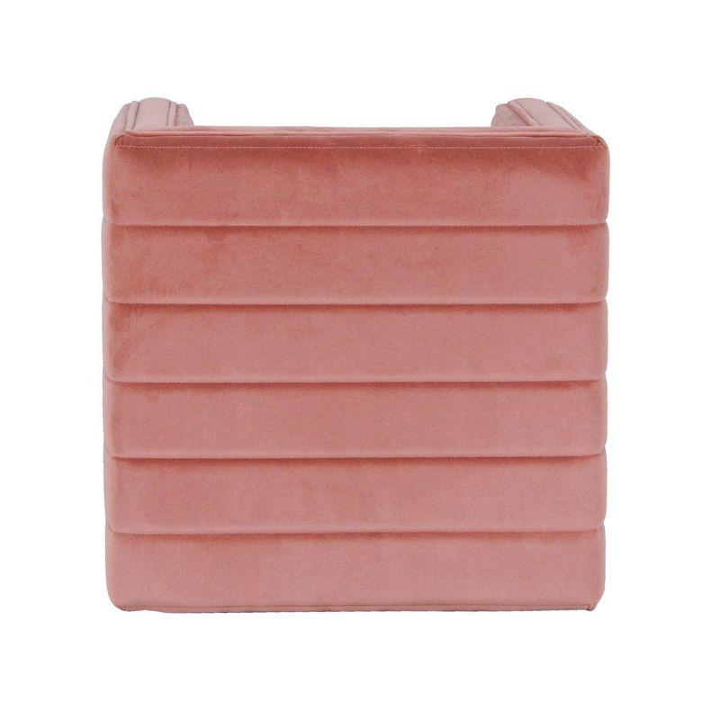 Modern Channel Ottoman Blush Velvet - HomePop: Upholstered, Tufted, Luxury Seating