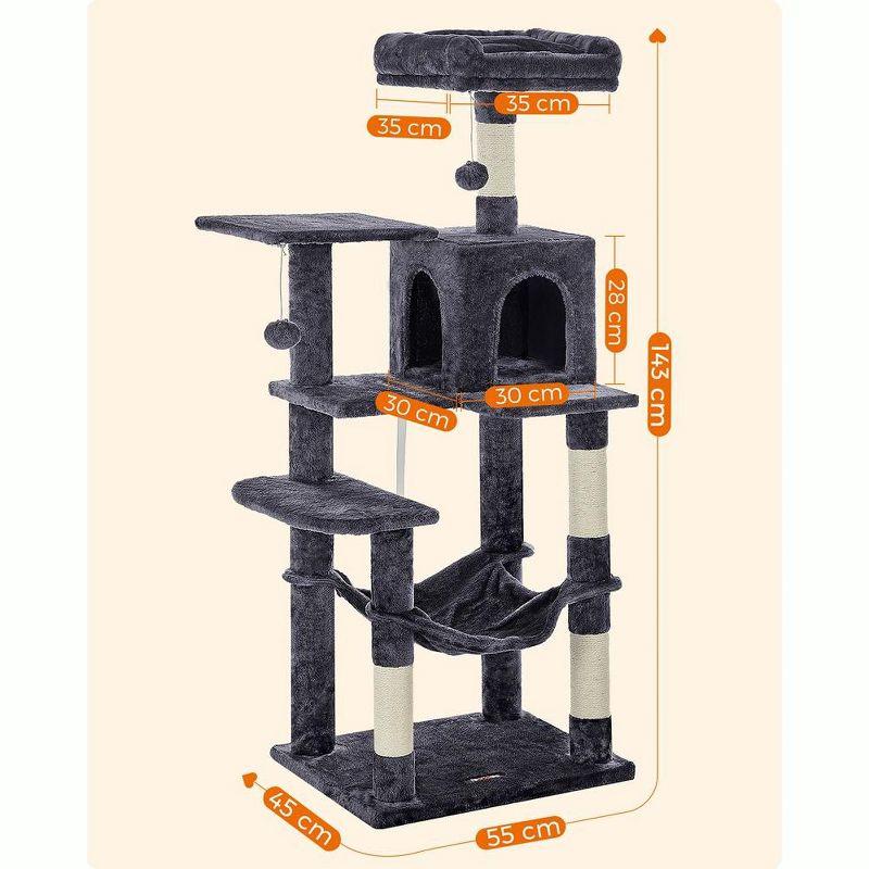 Feandrea Cat Tree, 56.3¡å H Cat Tower for Indoor Cats, Multi-Level Cat Condo with 4 Scratching Posts, 2 Perches, Hammock, Cave, Cream White