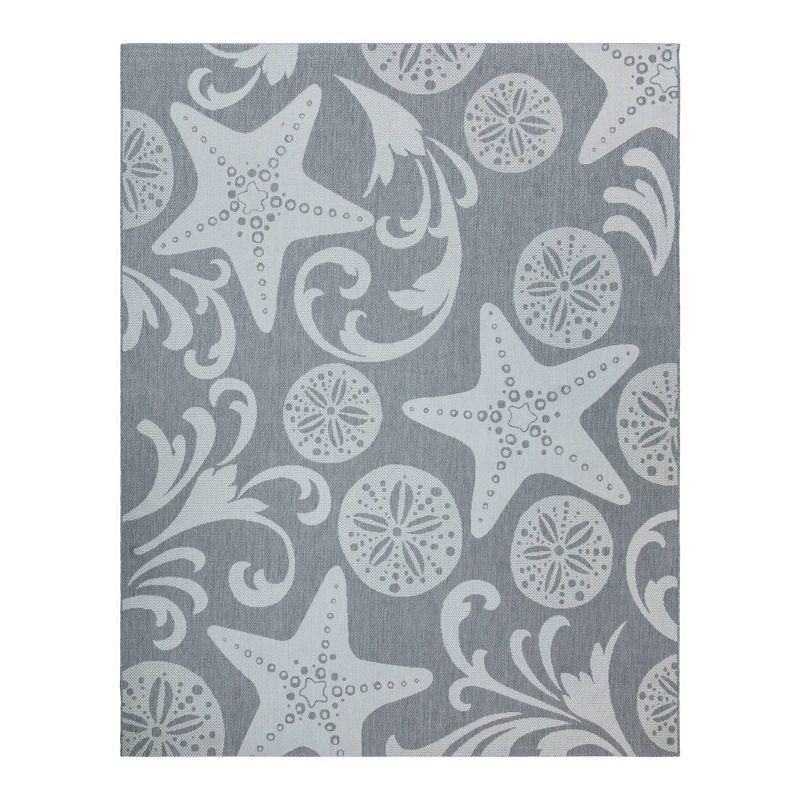 Gertmenian Paseo Canoa Gray Nautical Sea Life Indoor/Outdoor Flatweave Area Rug