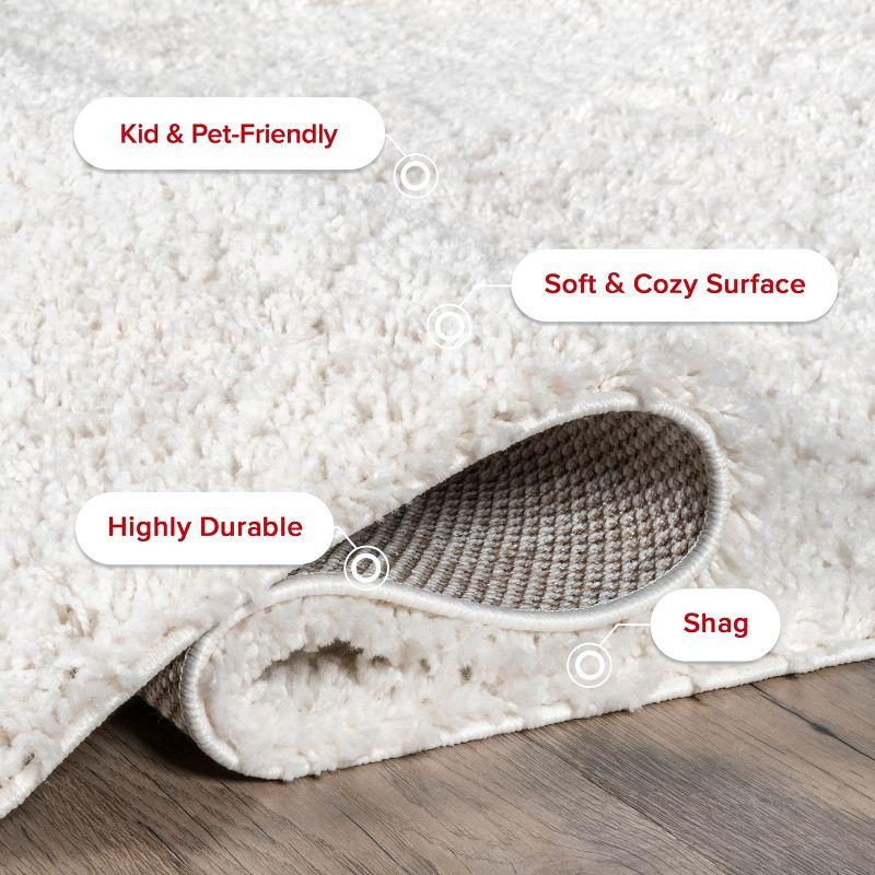 Nuloom Marleen Solid 8 Square Shag Indoor Area Rug for Living Room Bedroom Dining Room Nursery, Off White