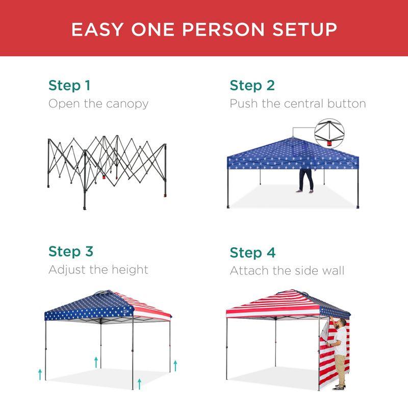 Best Choice Products 10x10ft Easy Setup Pop Up Canopy, Portable Tent w/ Side Wall, 1-Button Push, Case