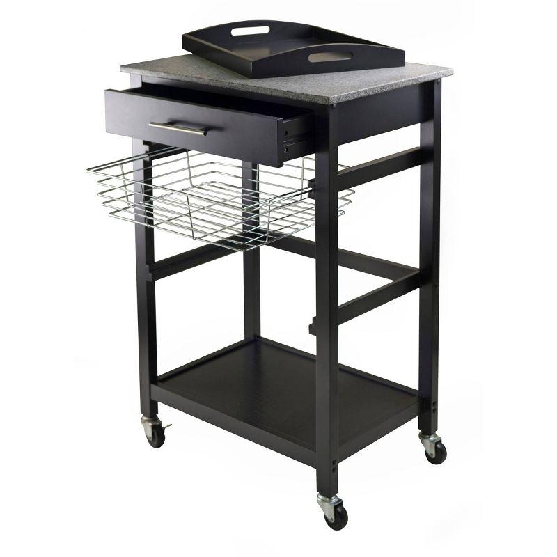 Julia Granite Top Kitchen Cart Wood/Black - Winsome