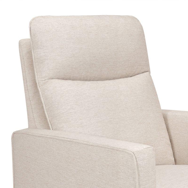 Beige Pillowback Swivel Glider with High Back Support