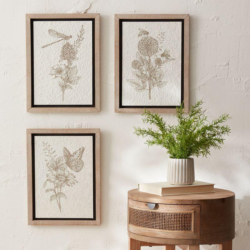 Melrose Framed Floral Insect Print (Set of 3)