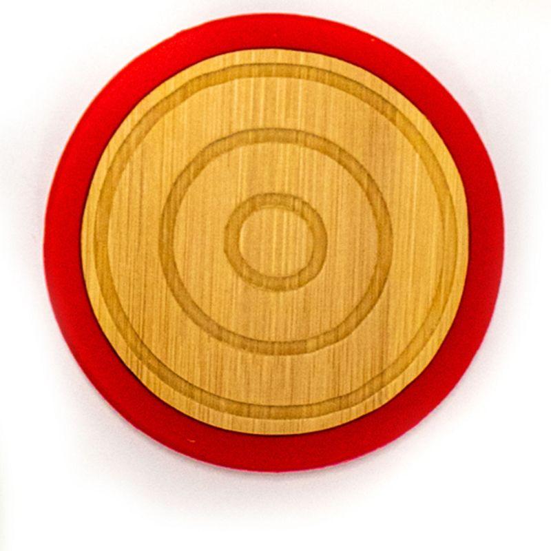 Eco-Friendly Bamboo and Colorful Silicone 6-Piece Coaster Set