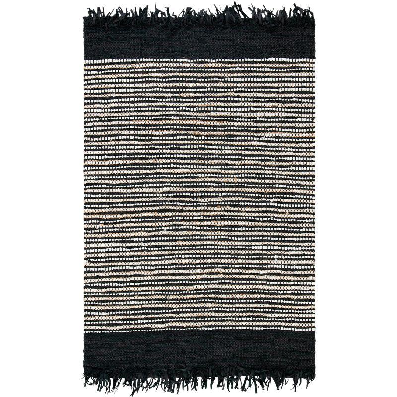 Vintage Leather VTL373 Hand Woven Accent Rug - Black/Multi - 3'x5' - Safavieh.