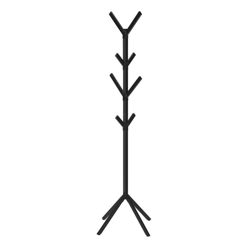 Monarch Specialties Coat Rack Hall Tree Free Standing 8 Hooks Entryway 70InchH Bedroom Metal Black Contemporary Modern