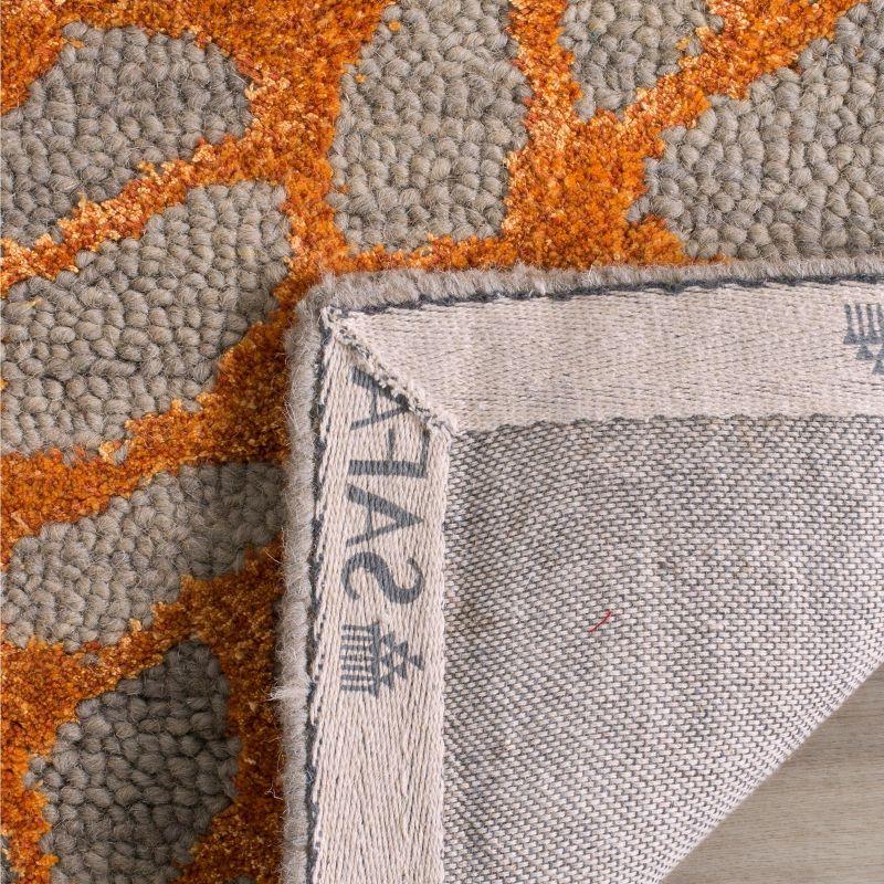 Handmade Premium Wool & Viscose 5' x 8' Gray and Orange Area Rug