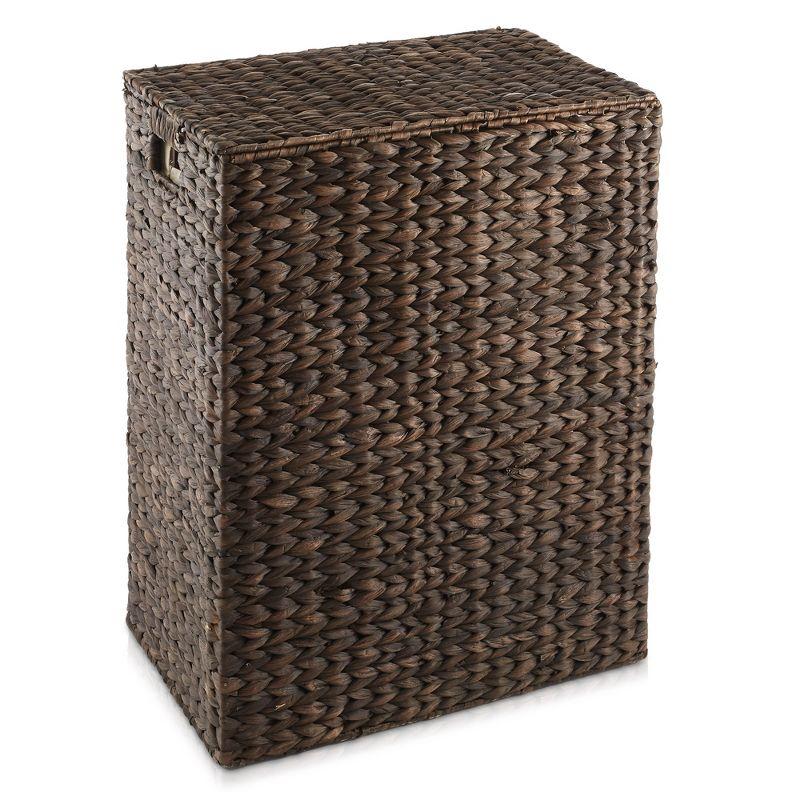 Casafield Large Laundry Hamper with Lid and Removable Liner Bag, Woven Water Hyacinth Laundry Basket for Clothes