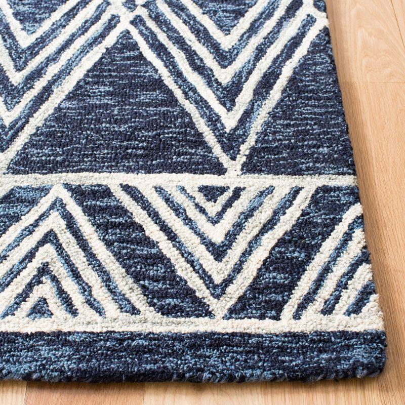 Handmade Navy Blue Wool Round Tufted Area Rug