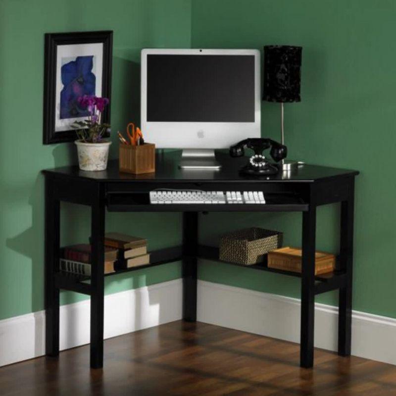 Southern Enterprises Corner Desk - White - Aiden Lane: Wood Composite, Cable Management, 40lb Capacity