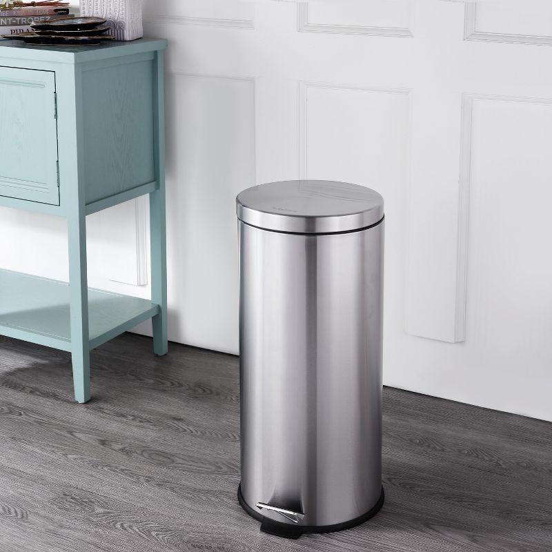 happimess Oscar 8-Gallon Step-Open Trash Can with FREE Mini Trash Can, Stainless Steel