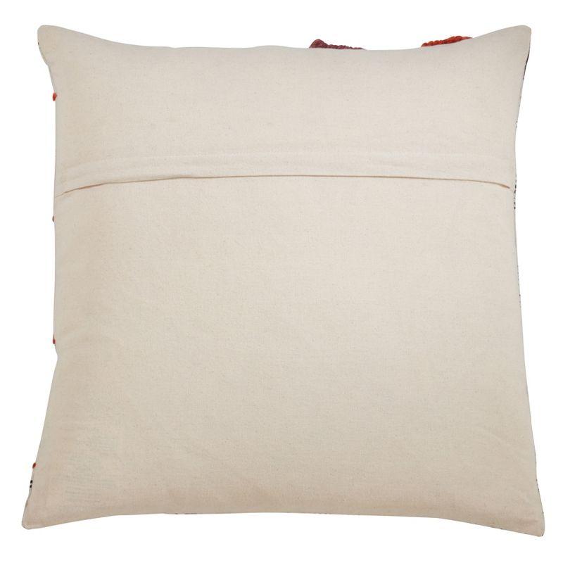 Saro Lifestyle Block Print Embroidered  Decorative Pillow Cover, Coral, 22"