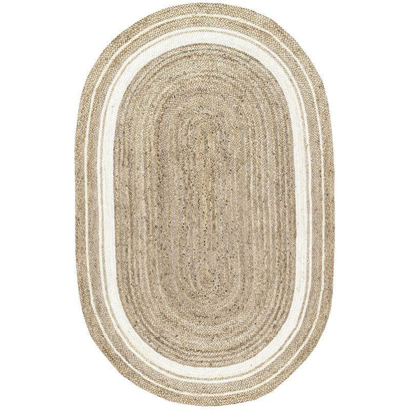 Saturn Braided Border Handmade Oval Jute 5' x 8' Area Rug