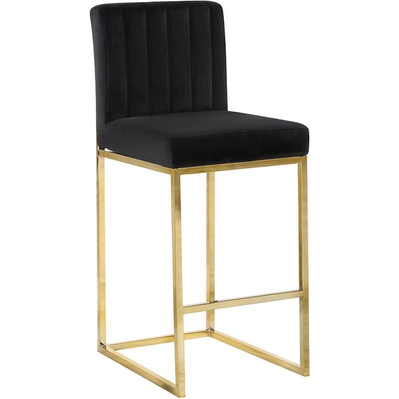 Meridian Furniture Giselle 26"H Velvet Counter Stool in Black