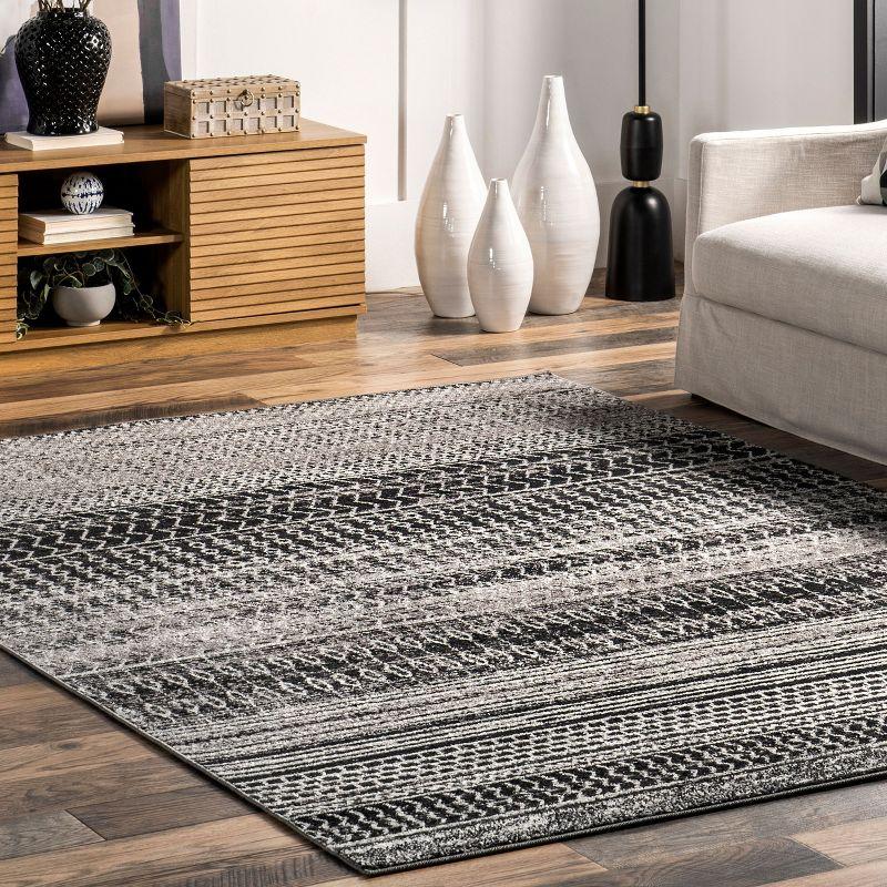 Nuloom Nova Striped 5x7 Indoor Area Rug for Living Room Bedroom Dining Room Kitchen, Dark Grey/Ivory