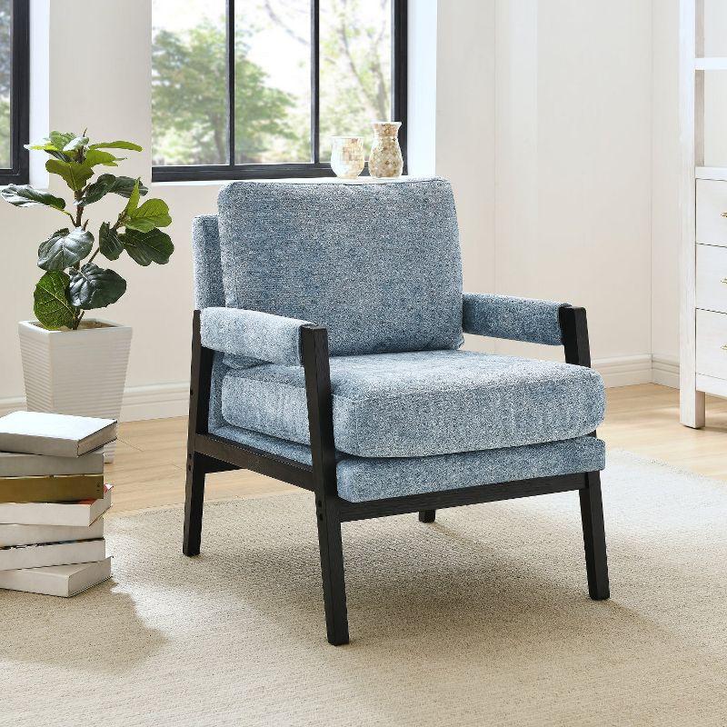 Roundhill Furniture Kelly Mid-Century Modern Chenille Upholstered Accent Armchair Blue