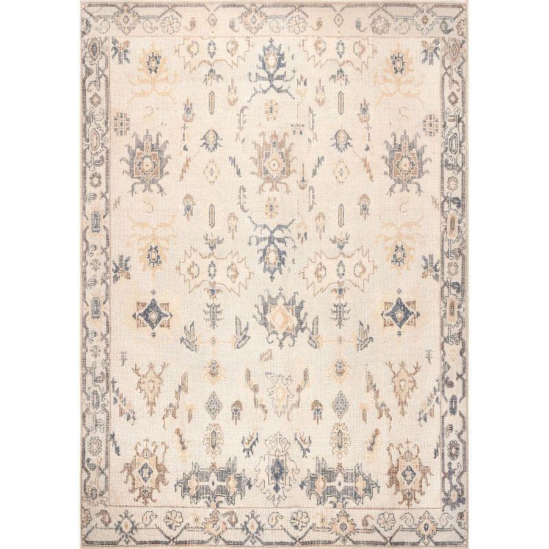 Nuloom August Medallion 4x6 Machine Washable Indoor Area Rug for Living Room Bedroom Dining Room Kitchen, Beige/Grey